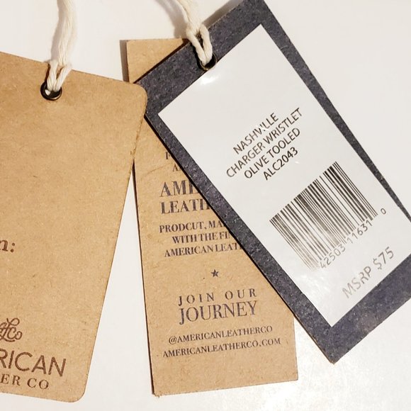 NWT American Leather Co - The Essential Power Wristlet - Tooled Leather (Olive) - Picture 8 of 10